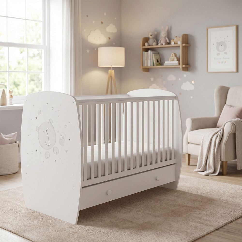 Кровать детская Polini kids French 710, Teddy, с ящиком, белый